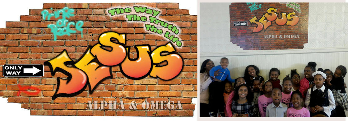 Graffiti Brickwall Kids Church Decor