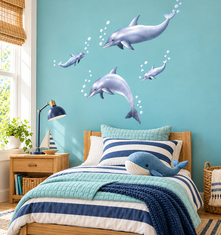 Dolphin Wall Decals - Ocean Kids Room Wall Decor Stickers