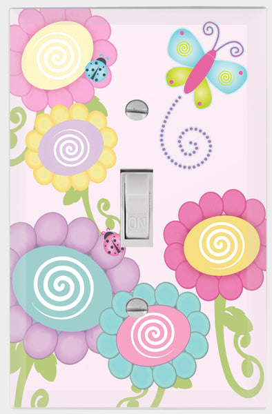 Cutesy Flower Wall Decals & Light Switch