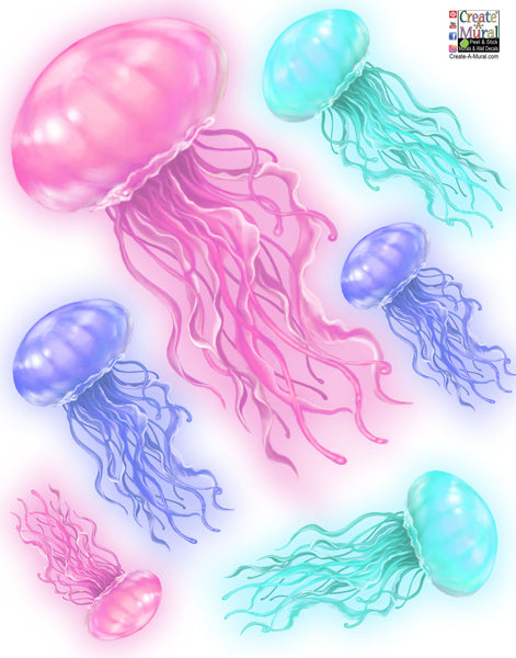 Jelly Fish Wall Decal & Mermaid Scale Room Decor