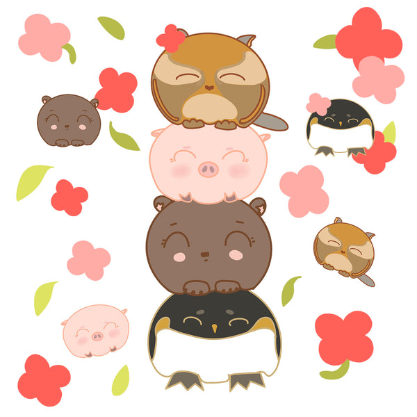 Kawaii Animal Wall Decals