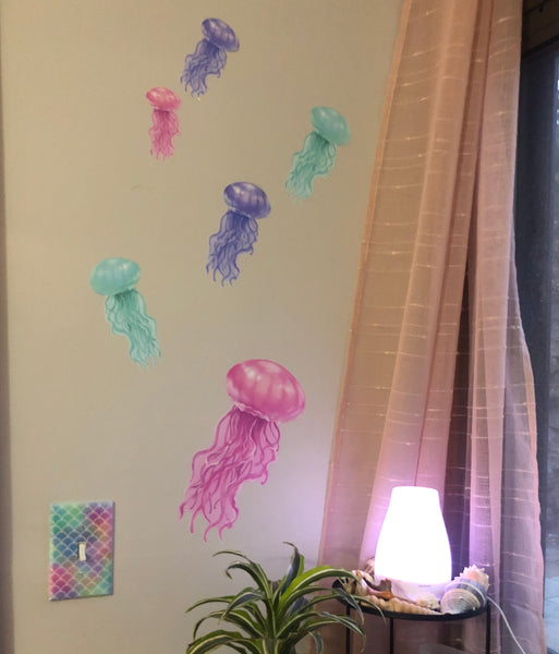 Jelly Fish Wall Decal & Mermaid Scale Room Decor