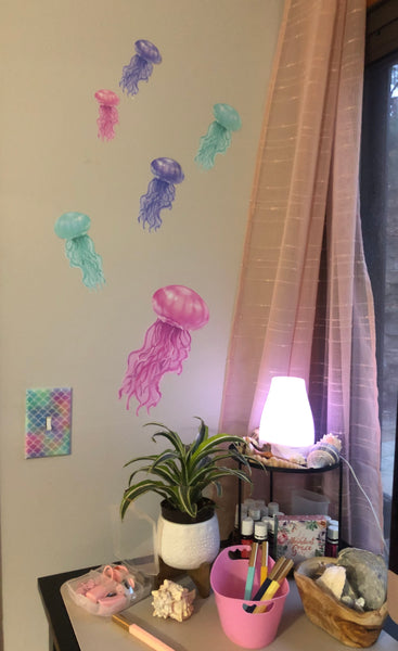 Jelly Fish Wall Decal & Mermaid Scale Room Decor