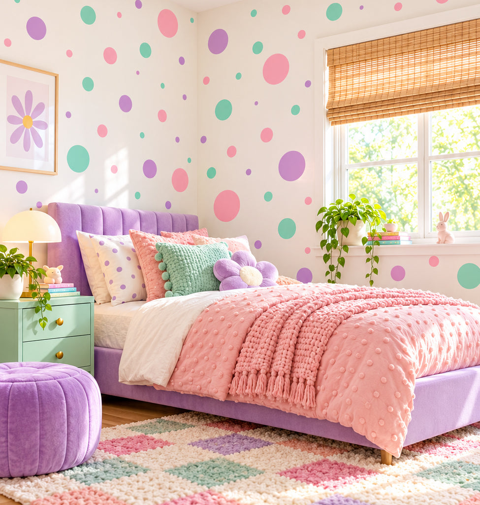Pastel Polka Dot Wall Decals Girls Room Wall Decor Stickers