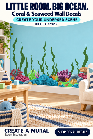 Coral Undersea Ocean w/ Seaweed Wall Decals