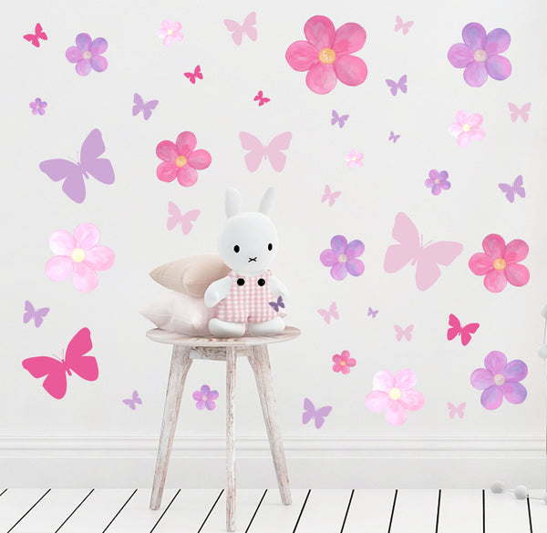 Pastel Flower & Butterfly Wall Stickers