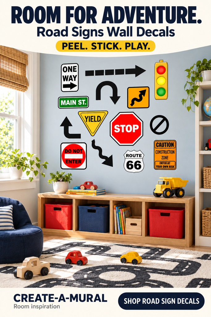 Road Signs Wall Decals, Boys Street Wall Stickers