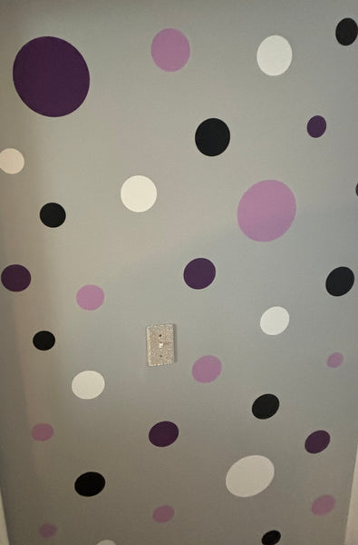 Fun Kids Room Polka Dot Wall Decals (2 Purple & Black)