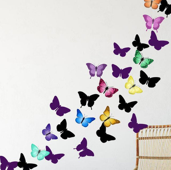 Artsy Butterfly Decor Wall Decals (30 stickers) - Kids Room Mural Wall Decals