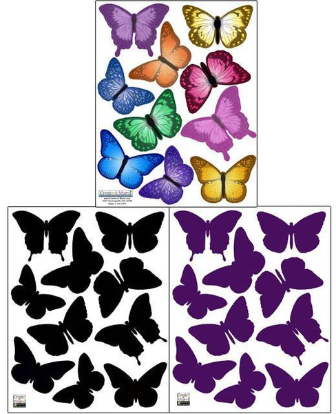 Artsy Butterfly Decor Wall Decals (30 stickers) - Kids Room Mural Wall Decals