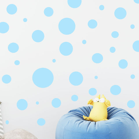 Polka Dot Wall Decals- Light Blue Wall Dot Stickers - Create-A-Mural