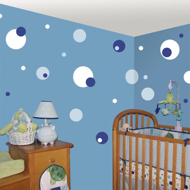 Polka Dot Wall Decals-Blue, Baby Blue & White - Create-A-Mural