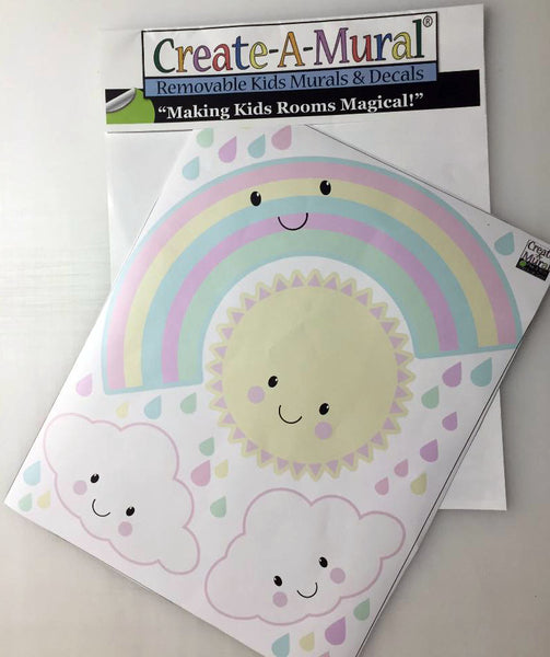 Kawaii Smiley Rainbow Sun Clouds Wall Decals - Kids Room Mural Wall Decals