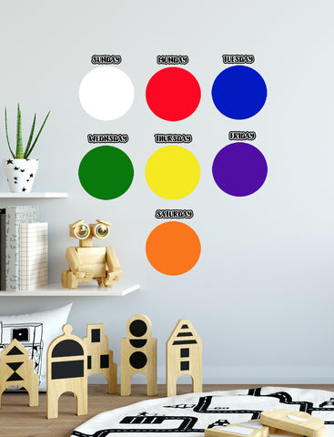 Dry Erase Days of The Week Dot Wall Decals - Kids Room Mural Wall Decals
