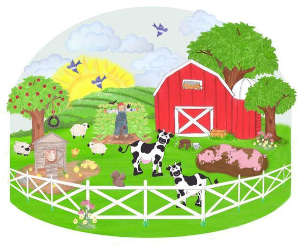 Barnyard Mural -Baby Room Wall Mural - Kids Room Mural Wall Decals