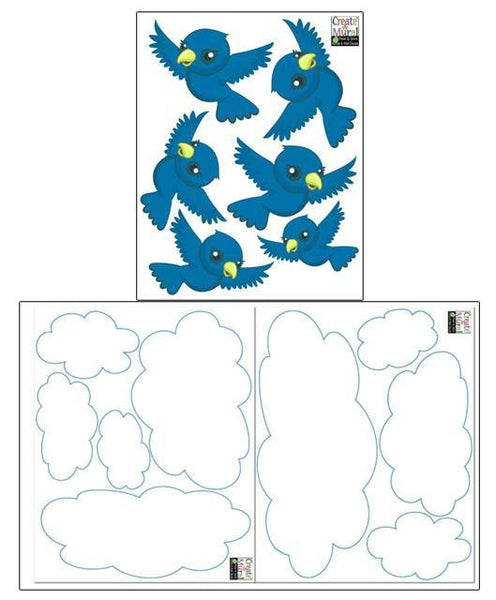 Bird & Cloud Wall Decals -Kids Wall Stickers - Kids Room Mural Wall Decals