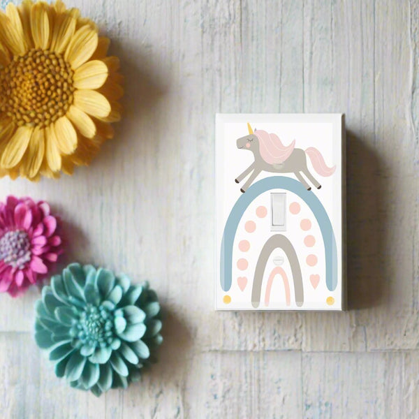Boho Unicorn Rainbow Light Switch Cover Plate