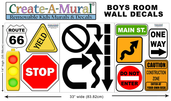 Traffic Road Sign Room Decor Kit