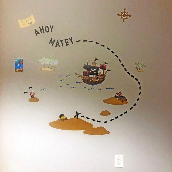 Pirate Wall Decals & Light Switch Cover, Boys Room Kit