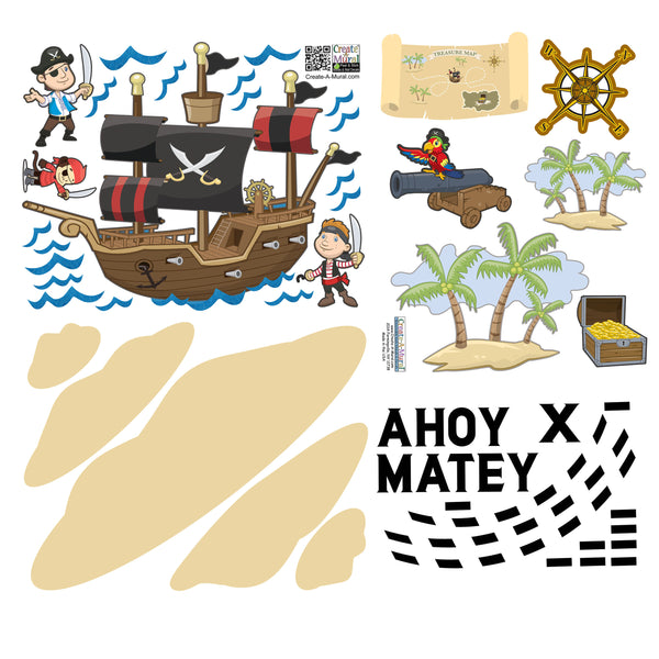 Pirate Wall Decals & Light Switch Cover, Boys Room Kit