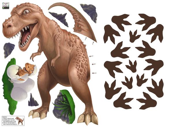 Dinosaur T-Rex Daddy n' Baby Footprints Wall Decals - Kids Room Mural Wall Decals