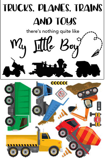Boys Trucks n’ Quote Wall Decals, Vinyl Boys Room Wall Sticker Decor - Kids Room Mural Wall Decals