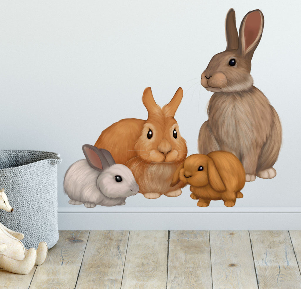 Bunny Rabbit Wall Decals ~Kids Room Animal Wall Stickers - Kids Room Mural Wall Decals