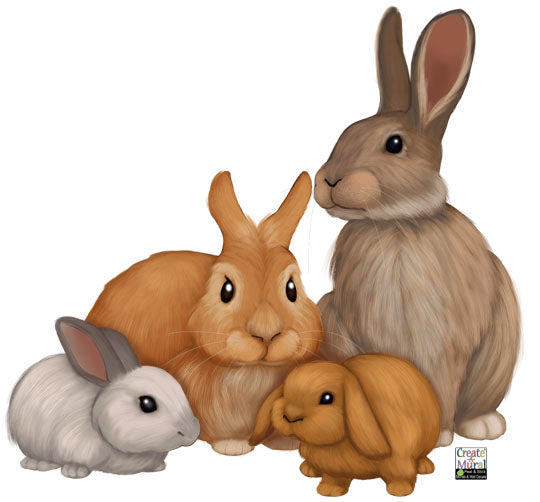 Bunny Rabbit Wall Decals ~Kids Room Animal Wall Stickers - Kids Room Mural Wall Decals