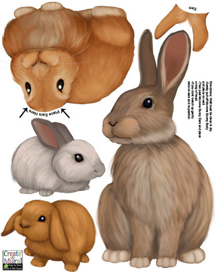 Bunny Rabbit Wall Decals ~Kids Room Animal Wall Stickers - Kids Room Mural Wall Decals
