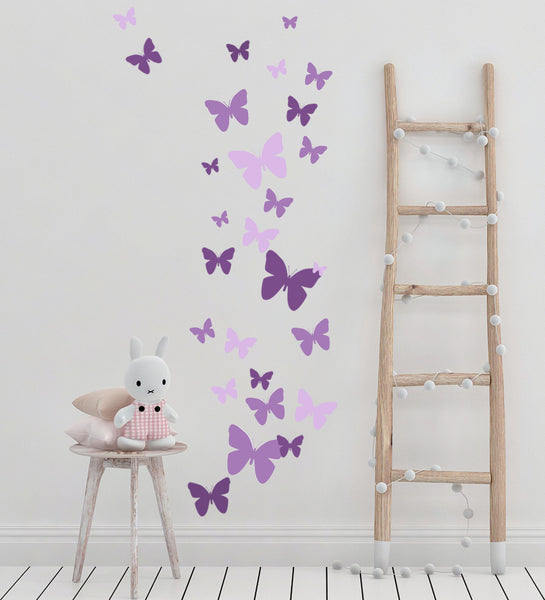 Purple Butterfly Room Kit Bundle: Wall Decals, Light Switch, Prints