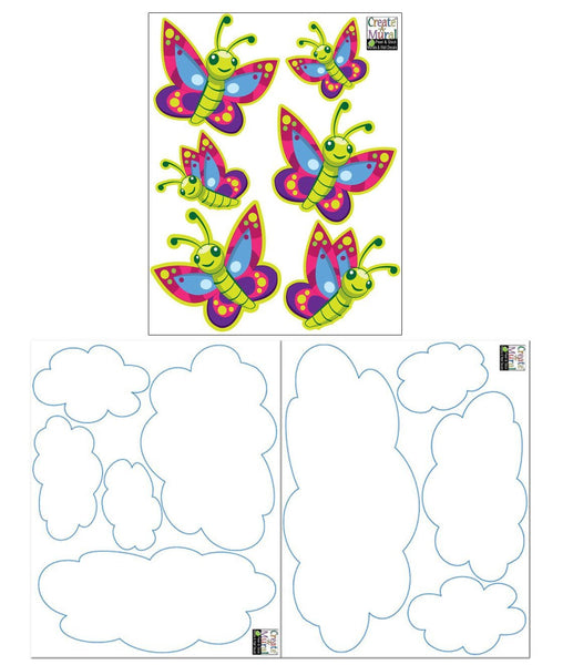 Cute Butterfly & Cloud Wall Decals - Kids Room Mural Wall Decals