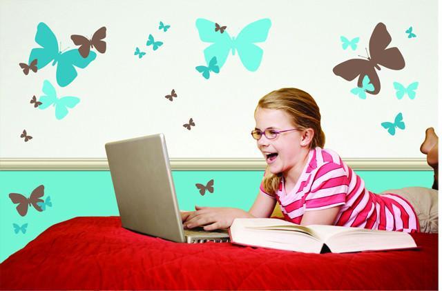 Butterfly Wall Decals-Teal,Soft Teal,Brown - Create-A-Mural