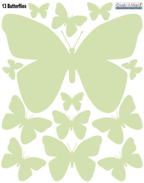 Sage Butterfly Wall Decals - Create-A-Mural