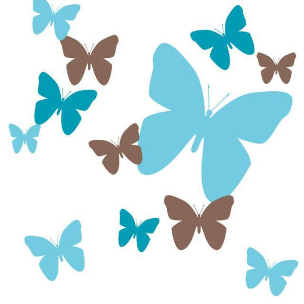 Butterfly Wall Decals-Teal,Soft Teal,Brown - Create-A-Mural