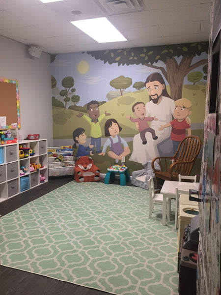 Jesus Loves Children -Kids Wallpaper Church Ministry - Kids Room Mural Wall Decals