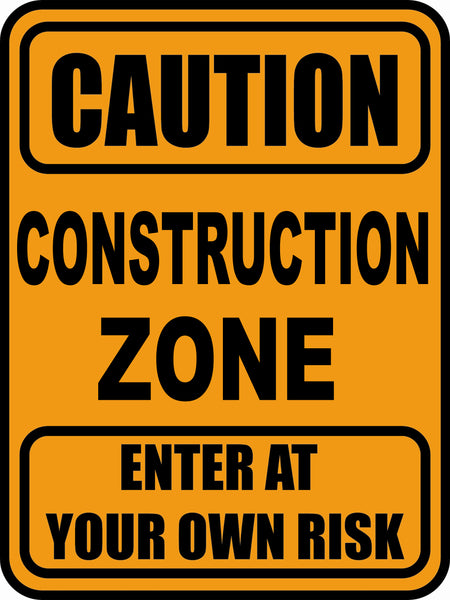 Construction Zone Sign Boys Room Decal - Kids Room Mural Wall Decals