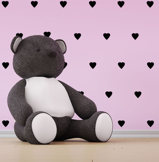 Heart Wall Decals -Gold, Red, Pink, Purple, White, Black, Silver - Kids Room Mural Wall Decals