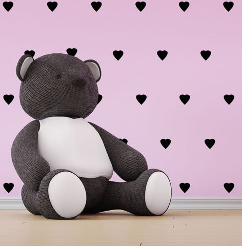 Heart Wall Decals -Gold, Red, Pink, Purple, White, Black, Silver - Kids Room Mural Wall Decals