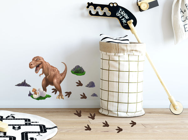 Dinosaur T-Rex Daddy n' Baby Footprints Wall Decals - Kids Room Mural Wall Decals