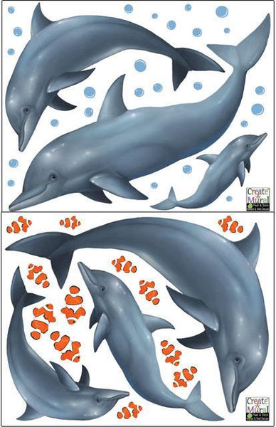 Dolphin Family Wall Decals - Kids Room Mural Wall Decals