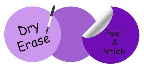 Dry Erase Dot Wall Decals: Peel & Stick, Writable, Erasable (Lt., Med. Dk. Purple) - Kids Room Mural Wall Decals
