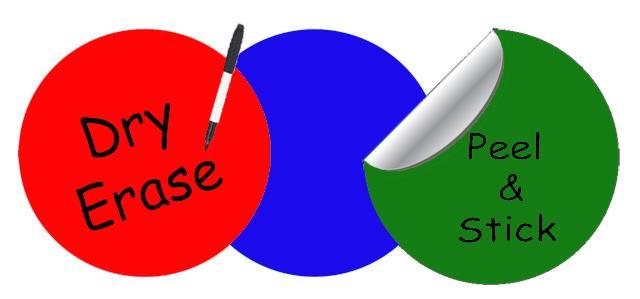 Dry Erase Dot Wall Decals: Peel & Stick, Writable, Erasable (Red,Blue,Green) - Kids Room Mural Wall Decals