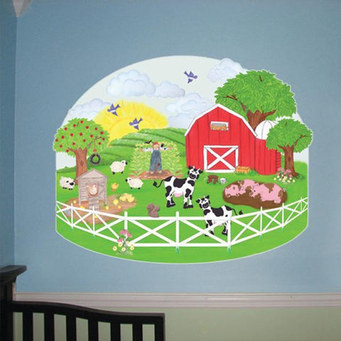 Barnyard Mural -Baby Room Wall Mural - Kids Room Mural Wall Decals