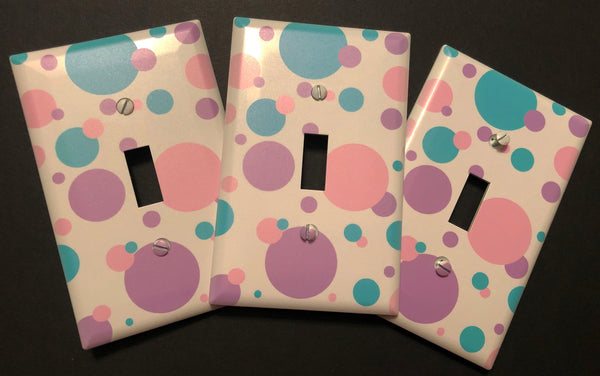 Pastel Polka Dot Kids Room Light Switch Cover
