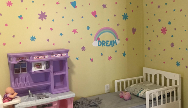 Rainbow Dream Girls Wall Decals (118) Pieces for Bedroom Peel and Stick Wall Decor Stickers for Nursery to Teen Girls - Kids Room Mural Wall Decals