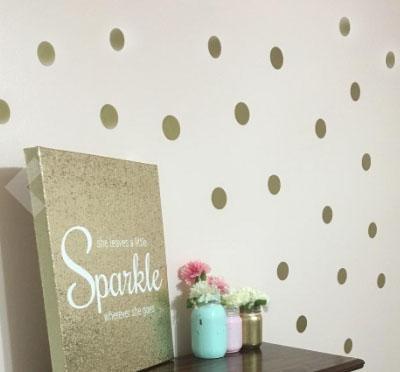Gold Polka Dot Wall Stickers (100 decals) - Kids Room Mural Wall Decals