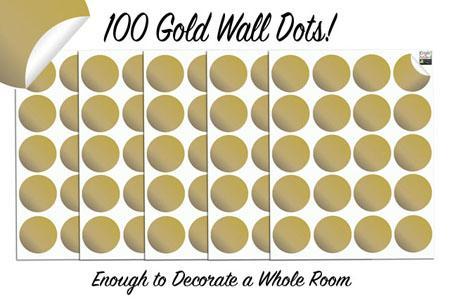 Gold Polka Dot Wall Stickers (100 decals) - Kids Room Mural Wall Decals
