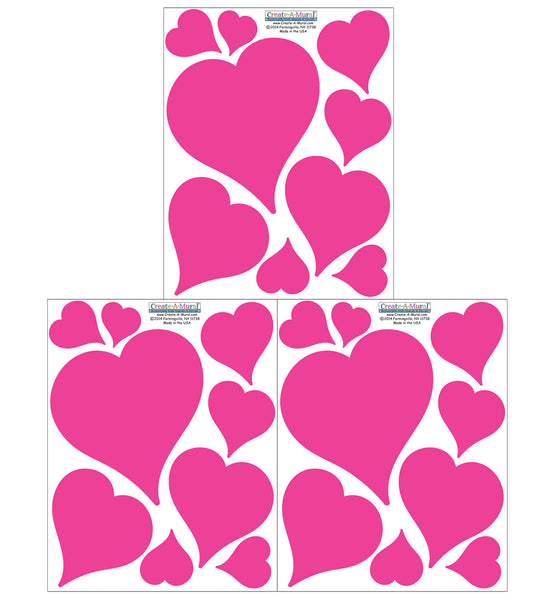 Heart Wall Decals ~Girls Room Stickers (Pink) - Kids Room Mural Wall Decals