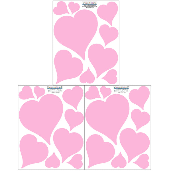 Heart Wall Decals ~Girls Room Stickers (Pink) - Kids Room Mural Wall Decals