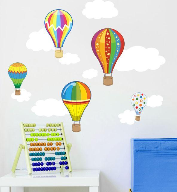 Hot Air  Balloon & Cloud Wall Decals - Kids Room Mural Wall Decals